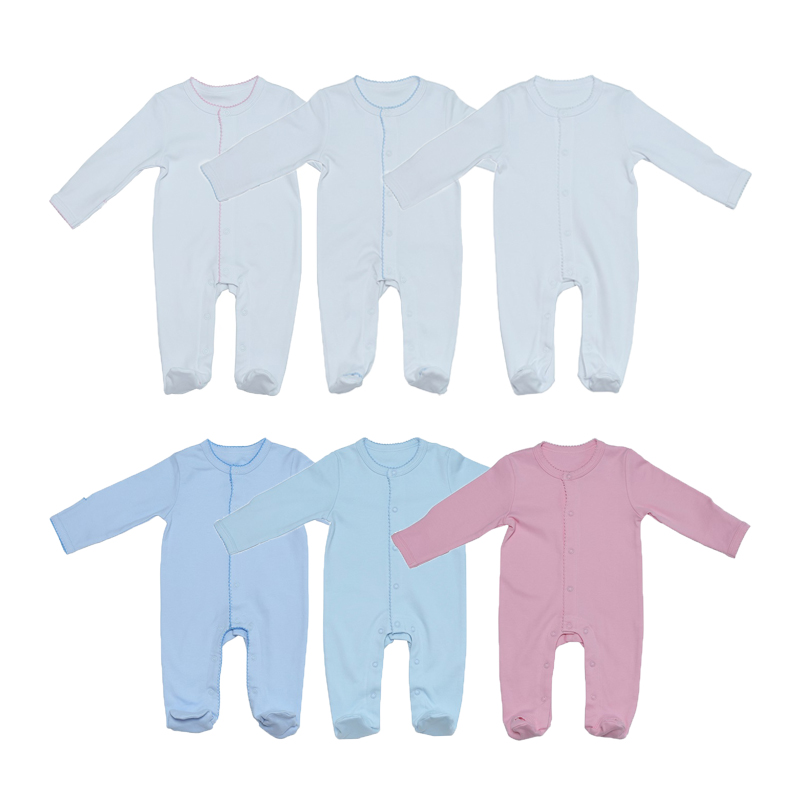 Picot Trim Novorodený Prichádza domov Oblečenie Deti Onesie Romper Set